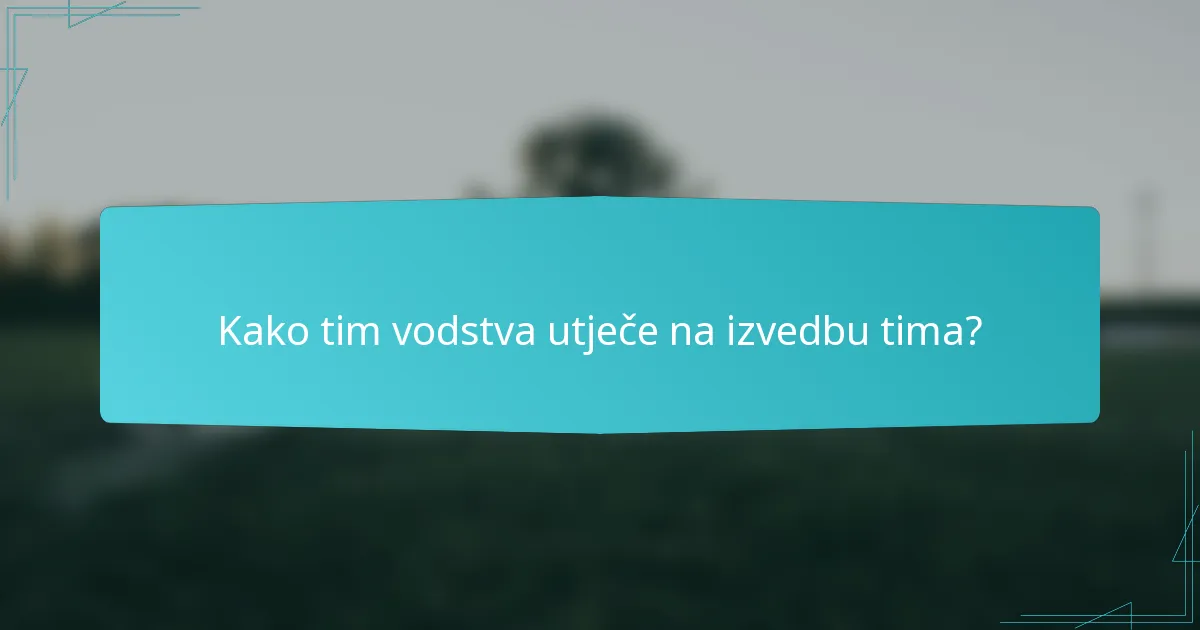 Kako tim vodstva utječe na izvedbu tima?